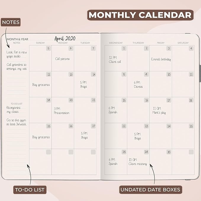 Skyline Hourly Weekly Planner – Undated Agenda & Daily Appointment Book – Time Blocking Notebook for Business Entrepreneurs, A5 (Seashell)
