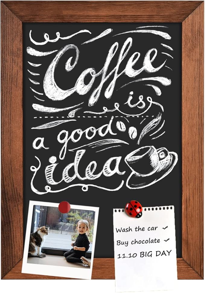 TORASO Magnetic Chalkboard, 10.2" x 14.2, Pine Wood Framed Rustic Vintage Decor - Chalk Board for Wedding, Kitchen, Bar, Restaurant, Menu & Home(HB-BN-2636)