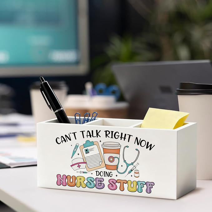 Funny Nurse Pen Pencil Holder, Nurses Appreciation Gifts Wood Desk Organizer and Accessories, Nurse Office Decor, Nursing Nurses Gifts for Women Pen Holder Desk Organizer for Office Tabletop