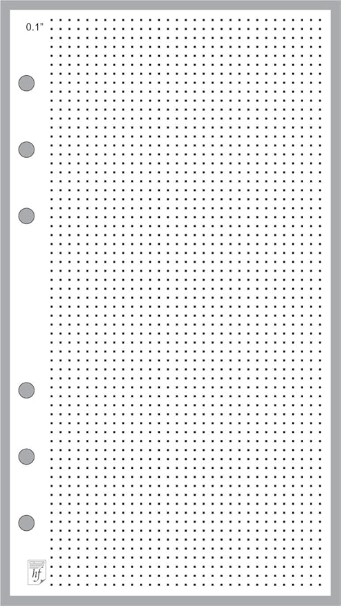 Personal Size 1/10" Dot Grid Paper Refill, Sized and Punched for Filofax Personal Notebook (3.7" x 6.75")