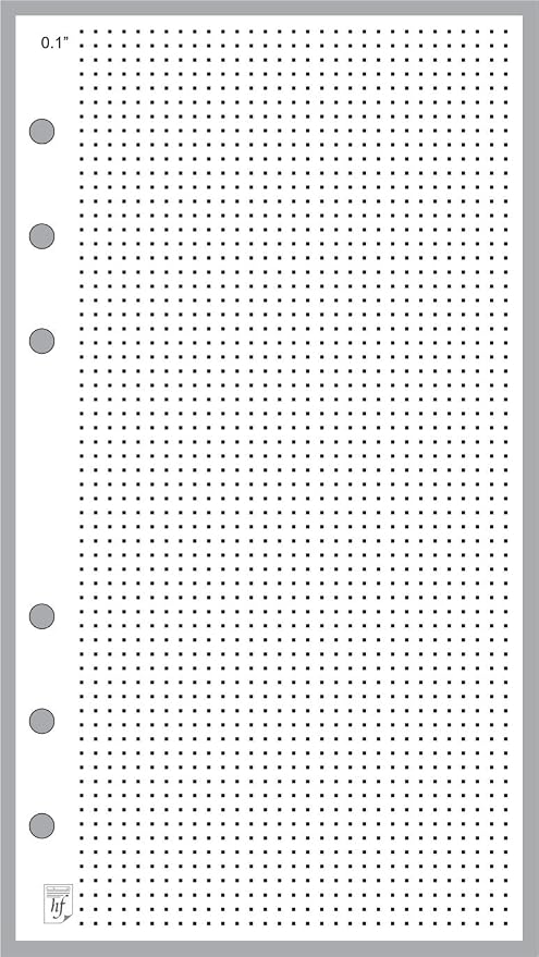 Personal Size 1/10" Dot Grid Paper Refill, Sized and Punched for Filofax Personal Notebook (3.7" x 6.75")