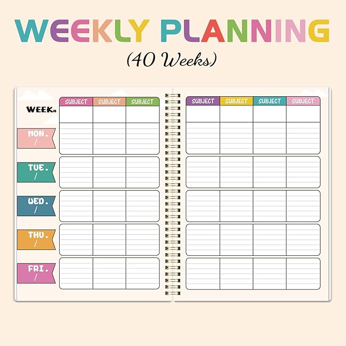 Undated Teacher Planner - Teacher Planners 8.5 x 11, Teachers Lesson Plan Book, Teachers Lesson Planner 2026-2027 with Stickers and Inner Pocket