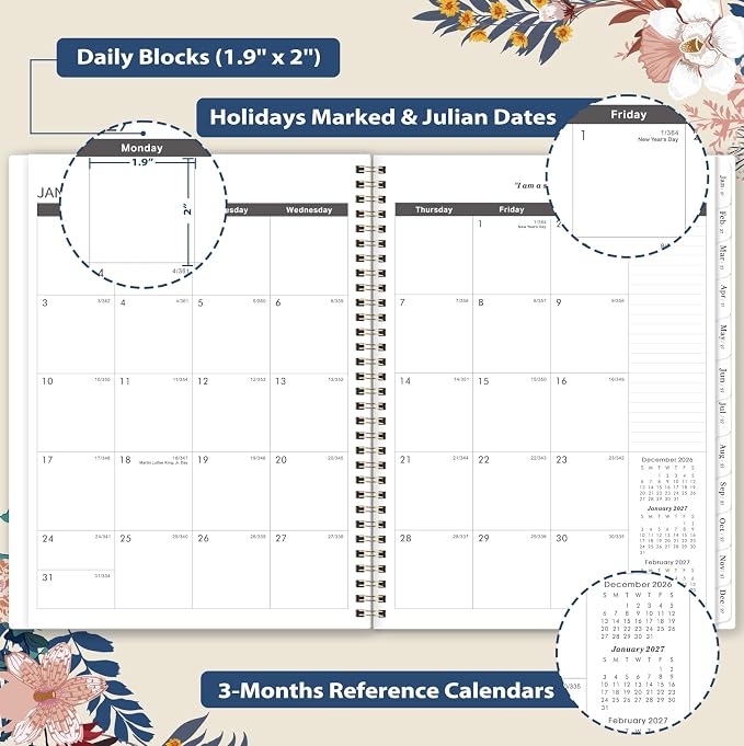2027-2031 Monthly Planner - 5 year planner, Jan 2027 - Dec 2031, 5 year calendar 2027-2031, 9" x 11", Planner for Long-Term Planning, Twin-Wire Binding, Double-Side Pocket