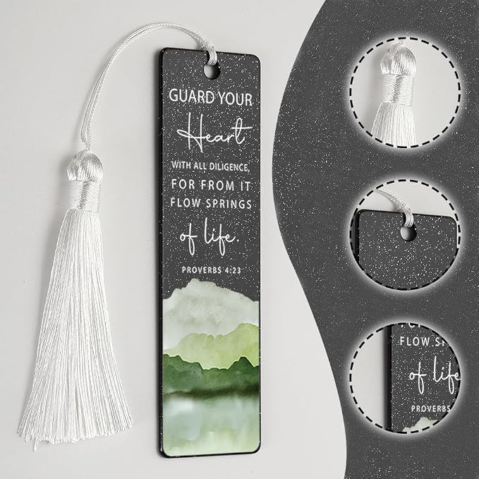 Christian Heart - Guarding Bookmark, Inspirational Gift for Believers, Uplifting Present for Spiritual Readers, Faith - Based Reading Gift, Unique Mountain & Scripture Design Bookmark, WCB47