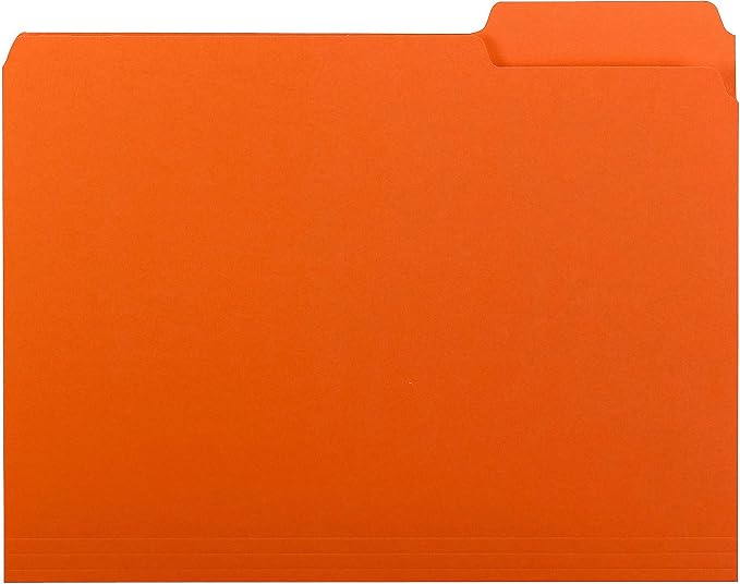 Smead Interior File Folder, 1/3-Cut Tab, Letter Size, Orange, 100 per Box, Expandable File Folders for Filing Cabinet