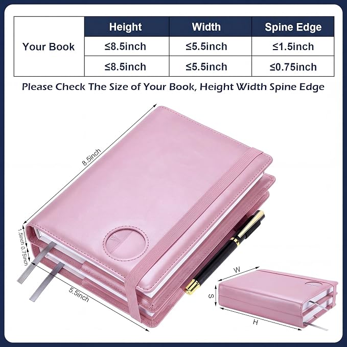 Motipuns Double AA Book Cover & 12 Steps & 12 Leather Double AA Book Cover Medallion Holder Paperback Protector Leather Gift for Women Men (Light Pink,1 Pack)