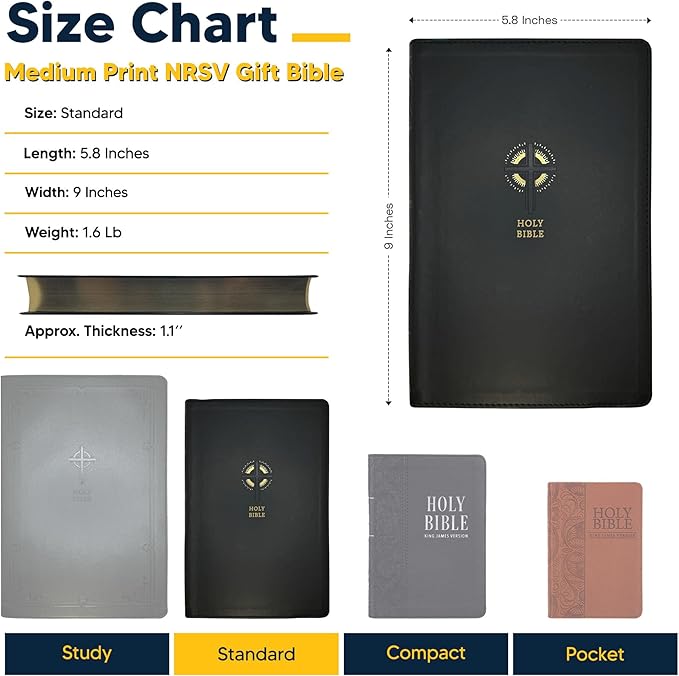 Personalized NRSV Sacraments of Initiation Edition Bible Faux Leather Medium Print Size | Custom with Name, Date or Text | Gift for Catholic and Religious Celebrations | Black