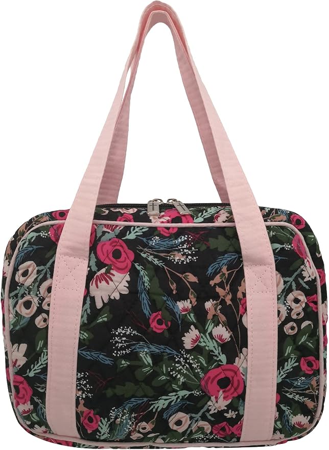 DIWI Quilted Bible Cover Extra Large Sizes 11.25 X 8.25 X 2.75 Inches Bible Tote Good Book Case (XL, C2 Jungle Pink) Flowers