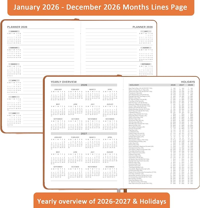 2026 Appointment Book & Planner - January 2026 - December 2026, Daily Hourly Planner, 5.75" X 8.25", 60-Minute Interval, Faux Soft Leather Cover, Premium Paper, Academic Calendar with Pen Loop, Inner Pocket