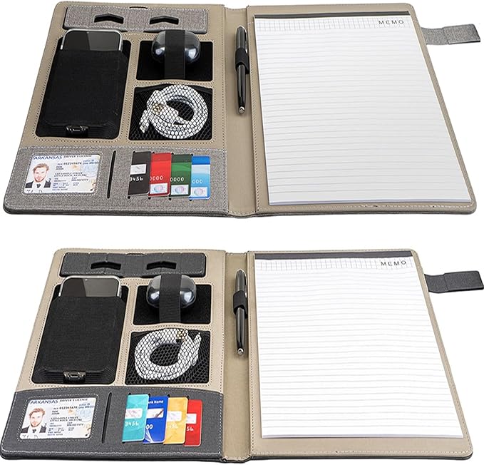 Personalized Portfolio Gift for Men, Office Gifts for Men Coworker Employee Staff Clerk, Padfolio Folder with Pocket & Card Holders, Birthday Gift for Men Husband Boyfriend Son Dad Fathers Day Husband