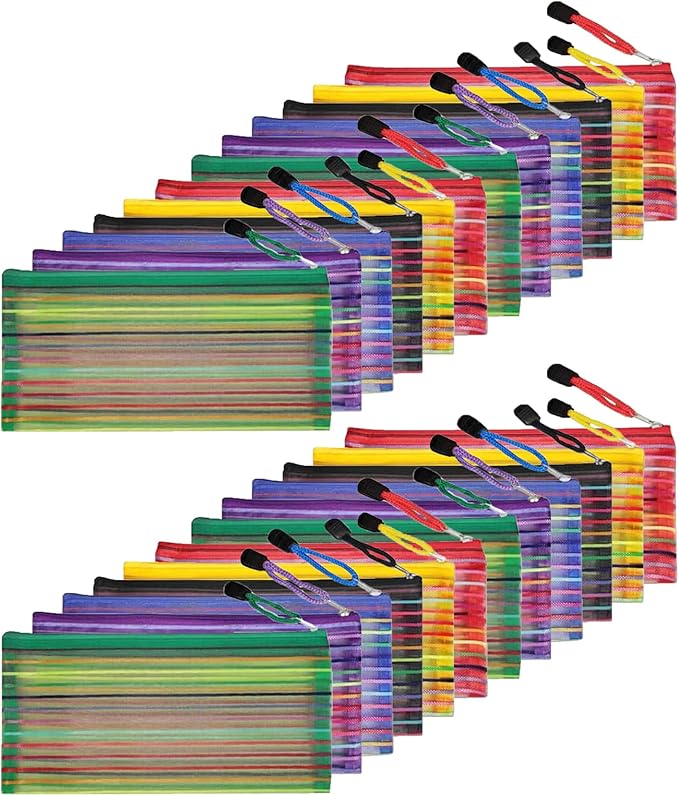 Muka 24PCS Rainbow Striped Zipper Pouch, Storage Bags for Organizer, Travel and Office-Assorted Color-A6
