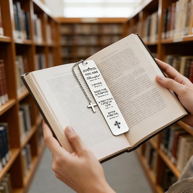 Bible Bookmark Metal Bookmarks Christian Gift for Women Men Girls Boys Baptism and First Communion Graduation and Back to School Religious Inspirational Scripture Verse Bookmark for Book Lovers