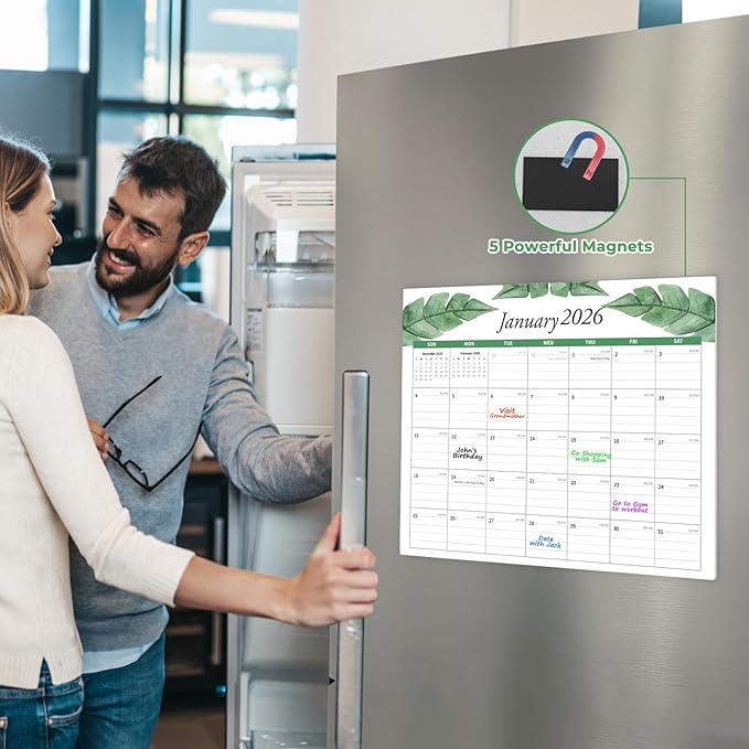 2026 Calendar, Magnetic Calendar for Refrigerator, Runs from January 2026 to June 2027, Fridge Calendars for School, Office & Home Planning and Organizing,15"x12"