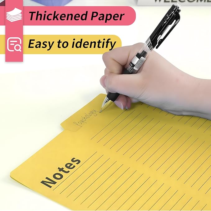 32PCS Colored File Folders, Notes Tabbed File Folders, File folders with tabs, Letter Size Lined, 1/3 Cut, 11.5 x 9.6 Inch, 8 Colors Document Storage for Home Office