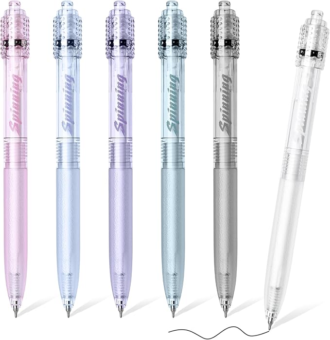 BAYTORY 6 Pcs Gel Pens, 0.5mm Retractable Black Ink Fine Point Pen, Smooth Writing Quick Dry Ink Pens for School Office Home (Light Color)