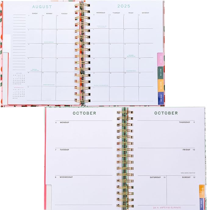 ban.do 17-Month Medium Daily and Weekly Planner Dated August 2025 - December 2026, Hard Cover Self Care Journal, Spiral Agenda with Monthly Calendar, Stickers, Art & Bonus Pages (Blue Floral)