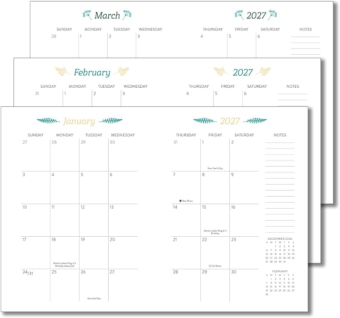 High Note 2027 Planner, 17-Month Weekly & Monthly Flexible Cover Calendar Book with Goal & Project Planning Pages, August 2026 – December 2027, 5.75" x 7.5", Greenery