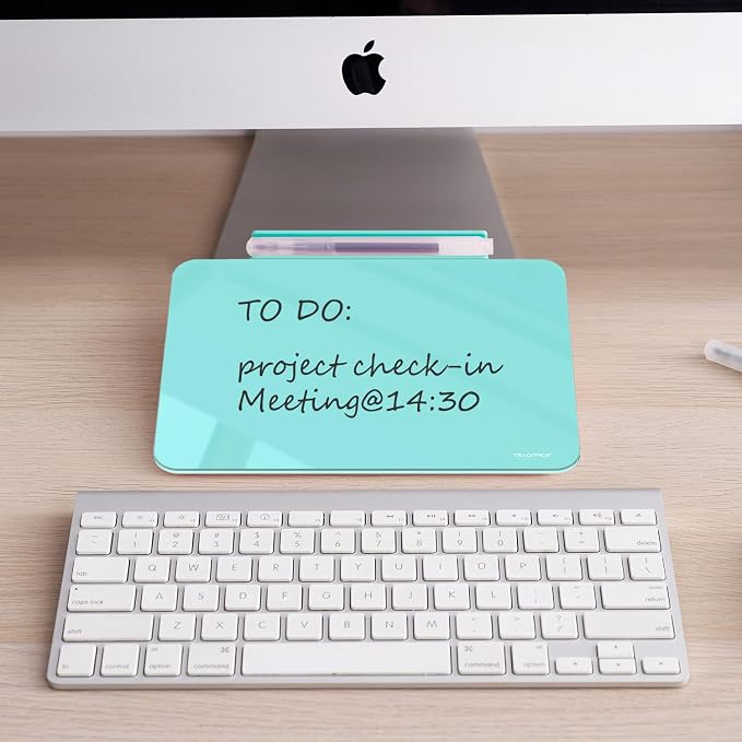 TSJ OFFICE Small Desktop Whiteboard - Glass Dry Erase Board 8 X 6 Inches Tabletop Easel Whiteboard with Stand, Desk Board Buddy for Artist, Teacher and Student