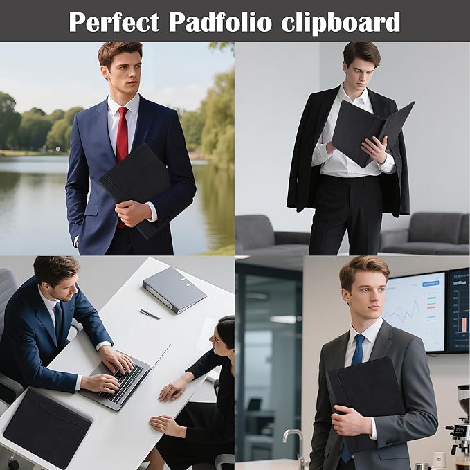 AZXCG Portfolio Binder, Genuine Leather Portfolio for Men and Women,Legal Pads Padfolio, Resume Folder with Card Holder,Business Padfolio for Meetings and Interviews,Gift for Valentine's Day