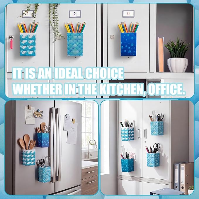 6 Pcs Ocean Classroom Decor Classroom Magnetic Storage Boxes Magnetic Storage Containers Plastics Pen Holder for Refrigerator Whiteboard Home Office School Organizer Supply