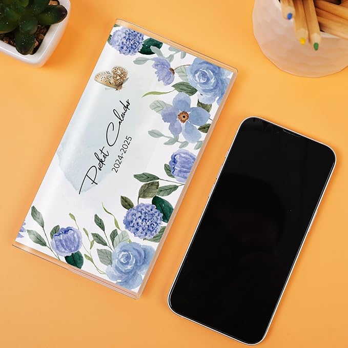 Pocket Calendar 2025-2026, Small Pocket Planner 2026 for Purse, Monthly Planner with Pvc Cover, Small Size (3.5" x 6"), From January 2025 - December 2026 - Butterfly