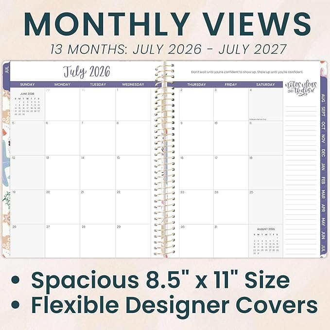 bloom daily planners 2026-2027 (8.5" x 11") Academic Year Day Planner (July 2026 - July 2027) - 13 Months Weekly & Monthly Agenda Organizer with Stickers & Tabs - Seaside Whimsy