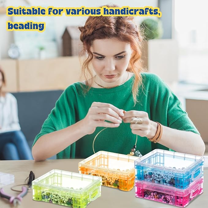 Suzile 40 Pcs Plastic Crayon Boxes Holds 24 Crayon with Snap Lid Storage Container Clear Stackable Case for School Office Classroom Supplies Pen Pencil Craft(Clear, Red, Green, Blue, Orange)