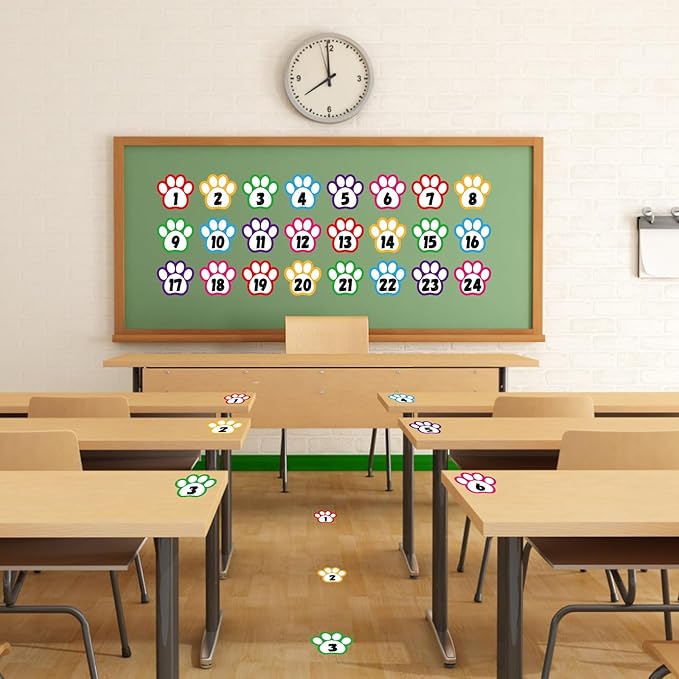 D24TIME Line up Spots for Classroom Floor - 36Pcs 4.5'' Waterproof Number Dots Stickers Floor Numbers for Classroom Lining up Sticker Back to School Kindergarten Preschool Elementary School Supplies