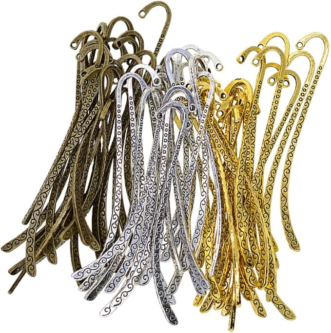 Esquirla 60pcs Retro Metal Bookmark Beading Vintage Bookmark Student Gifts