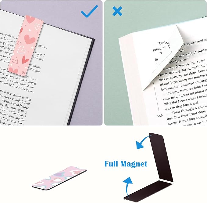 Magnetic Bookmarks for Book Lovers, 10 Love Pattern Designs | Cute Magnet Page Markers, For Students Teachers Adults, Home Office Reading Stationery, Assorted Book Markers