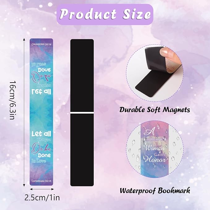 WSICSE 48 Pcs Bible Verse Magnetic Bookmarks, 24 Christian Scripture Double Sided Book Marks for Reading Women Students Teachers School Church Office Gifts