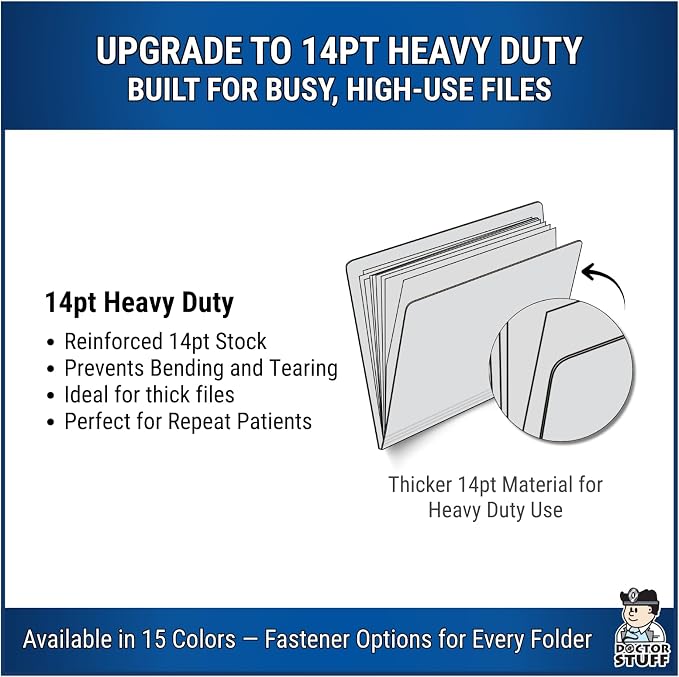 Gray File Folders, Doctor Stuff, Letter Size Reinforced End Tab Folder, 14 pt Stock, Box of 50