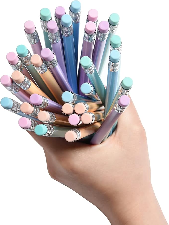 50PCS Triangular Grip Wooden cased Pencils for Kids with Erasers, Fun Cute Wood Wedding Golf Triangle Pencils for School,Drawing,Gift (50PCS)