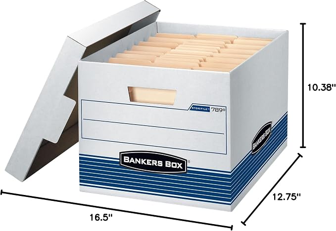 Bankers Box 4-Pack Medium Duty File Storage Boxes with Lids, FastFold Assembly, Letter/Legal, STOR/FILE, (0078907)