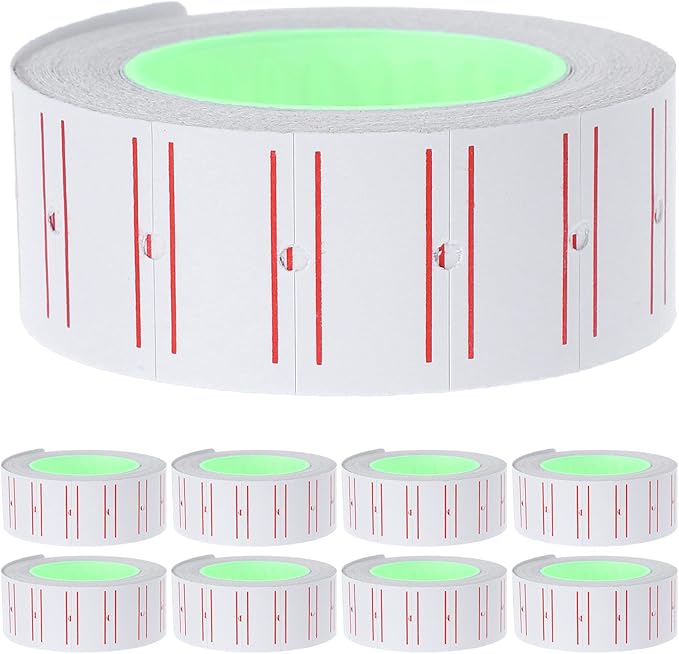 Artibetter 5000pcs Price Marker Tag Tape with Double Colored Lines, Self-Adhesive Cost Label Paper Rolls for Retail Store Pricing, Compatible with Price Gun Labeler, Supermarket Sale Sticker