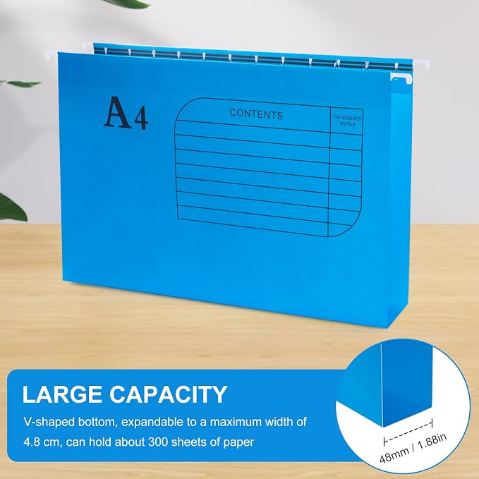 Hanging File Folders, 25 Pack Reinforced Hanging Folders, Adjustable Tab and Blank Label Inserts, Designed for Bulk Files, Filing Cabinet, Assorted Colors