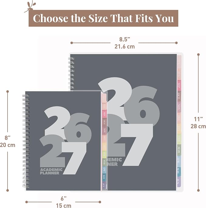 Rileys Academic Planner 2026-2027, Daily, Weekly & Monthly Planner, July 2026 - June 2027, Student Notes Pages, Twin-Wire Binding, Weekly Agenda for School & Work (8.5 x 11-Inches, Chunky, Black)