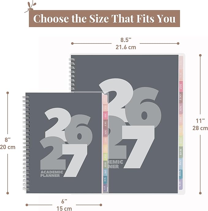 Rileys Academic Planner 2026-2027, Daily, Weekly & Monthly Planner, July 2026 - June 2027, Student Notes Pages, Twin-Wire Binding, Weekly Agenda for School & Work (8 x 6-Inches, Chunky, Black)