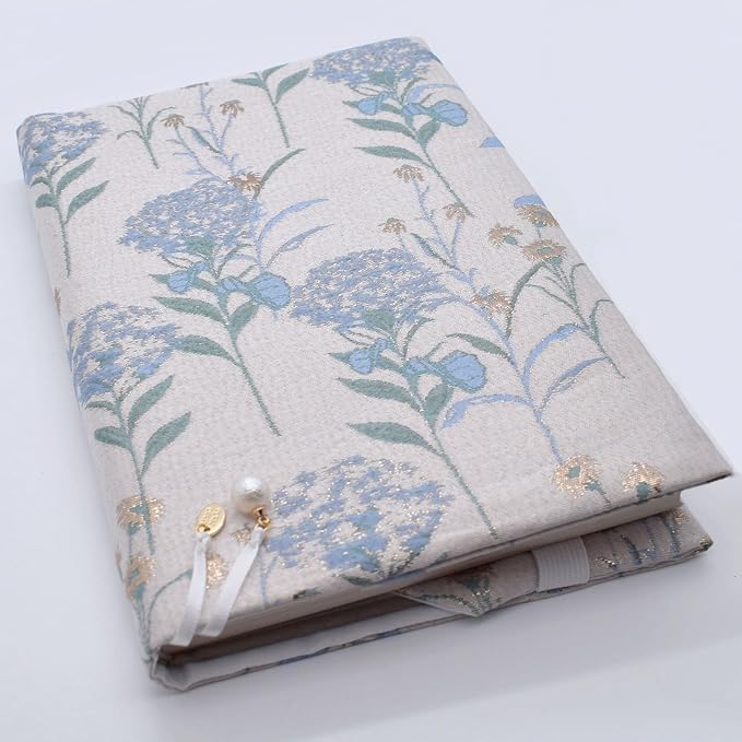 BLBMH 6x9 Bible Book Cover for Women, Non-Stretch Fabric Protector for Paperback, Soft Cloth Sleeve with Bookmark for Journals Notebooks | Privacy Reading Gift - Dandelions Blue