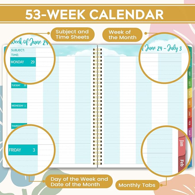 Teacher Planner 2026-2027 - Teacher Lesson Planner 2026-2027, July 2026- June 2027, 8.5" x 11", Good for School Year with Color Tabs, Gradebook, Communication Log & Inner Pocket