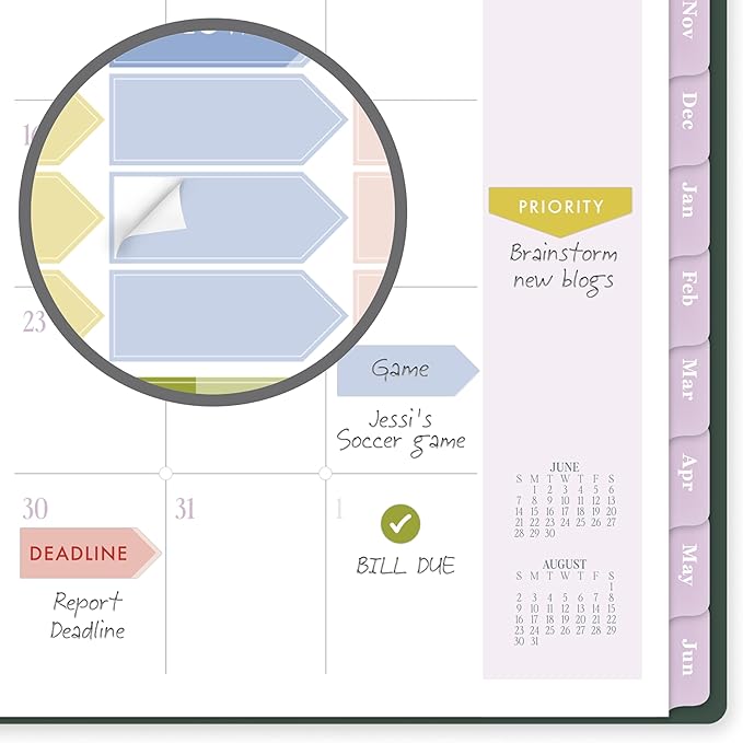 Cambridge Planner 2026-2027 Weekly & Monthly Academic 12-Month July-June, 5-1/2" x 8-1/2", Cherrywood Lane, Piper Stripe (CL19-200A)