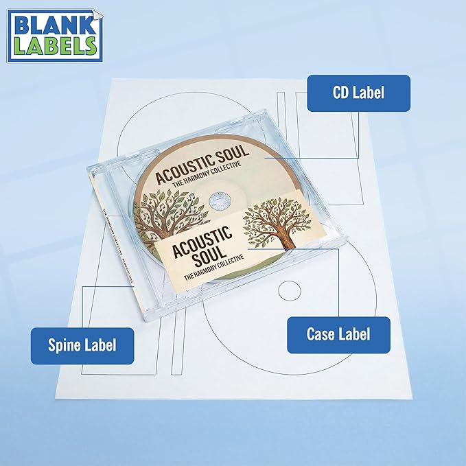 CD/DVD Label Full Face | Qty 20 Disc, 40 Spine | 10 Sheets Total | Permanent White Matte | Inkjet & Laser Compatible | Fits Standard Discs | Blank Label