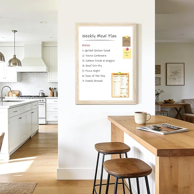 White Board for Wall, 17" x 13" Magnetic Dry Erase Board, Decorative Wooden Frame Whiteboard, Wall Mounted, Aesthetic Writing Board for Home, Office, School - Vintage