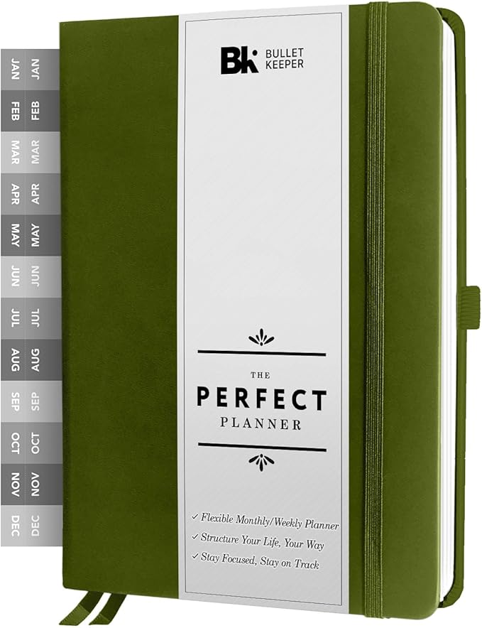 BK UNDATED Yearly Weekly/Monthly Planner 2026-27 Daily Planner Agenda & Personal Organizer to Increase Productivity, Academic Planner w/Sticker Set. A5 (5.8 x 8.3) - Green Hardcover