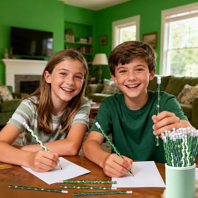 St. Patrick's Day Pencils Green Pencil Holiday Pencils for St Patrick's Day, 6 Style (72)