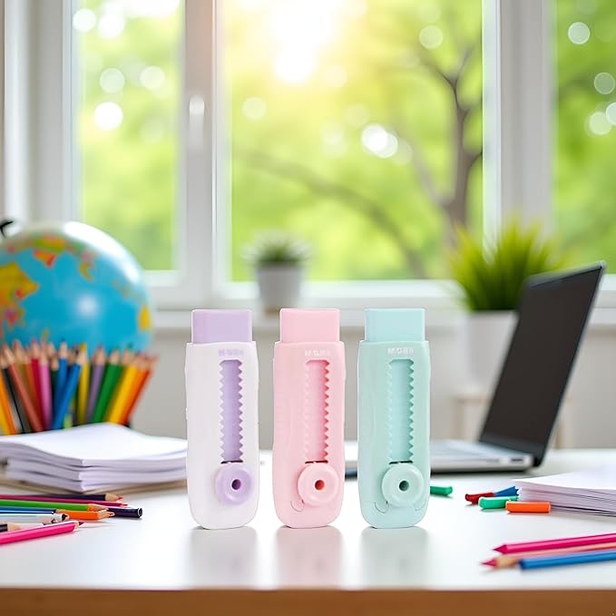 2Pcs Retractable Slide Erasers Bulk Cute Pencil Erasers Drawing Eraser Aesthetic Erasers Push Pull Eraser Back School Supplies for Office Small in Size Correction Products（Random Color）