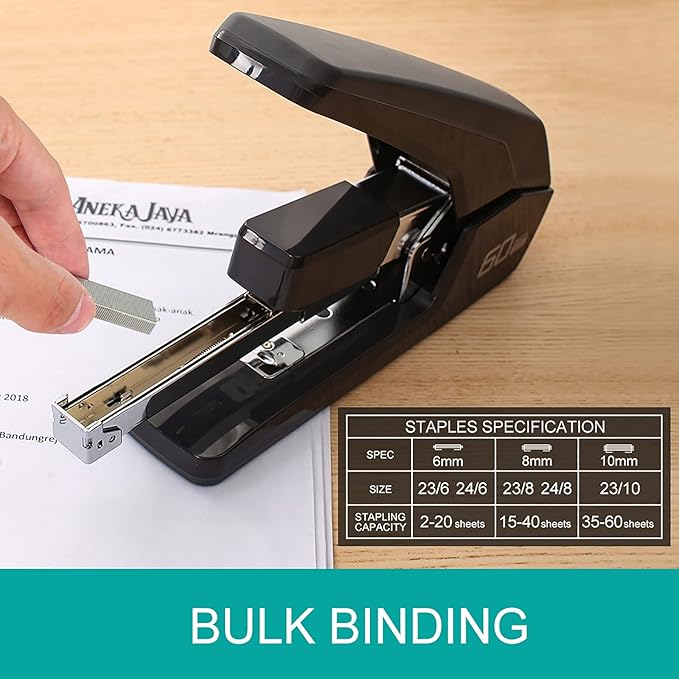 Heavy Duty Staplers Office, Effortless Ergonomic Design Stapler, 60 Sheet Capacity(Deli0465)