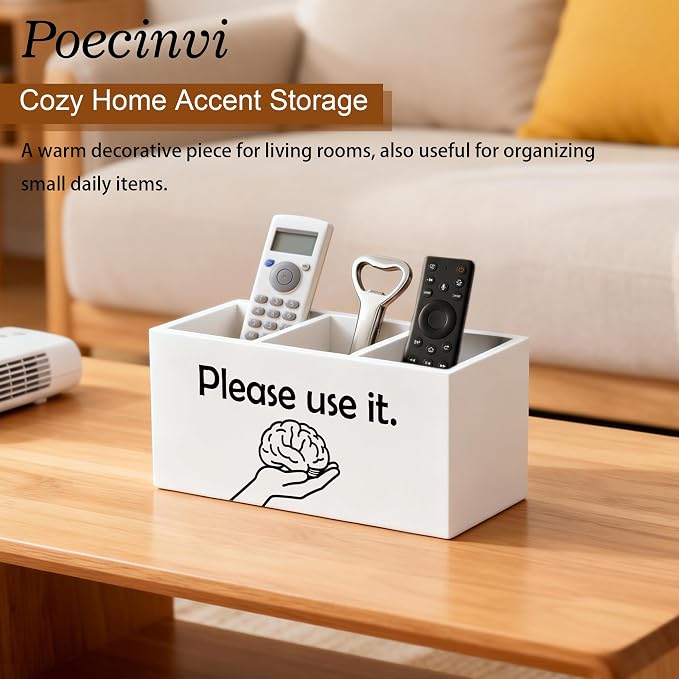 Sarcastic Funny Brain Pen Holder for Home Office Desk, Funny Office Gifts for Coworkers, Please use It Humorous Wooden Box Sign Pencil Holder for Desk Shelf Organizer