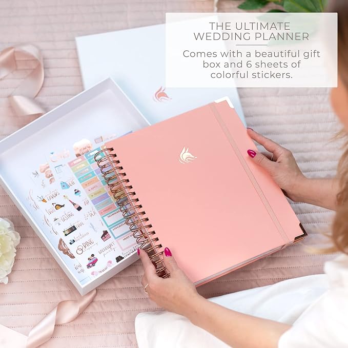 Clever Fox Wedding Planner – Notebook Organizer for Bride – Wedding Planning Binder Book with Pockets – Engagements Gift, 10x11″ (Light Pink)