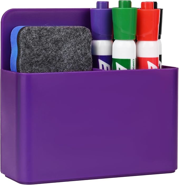 Magnetic Dry Erase Marker Holder, Magnetic Pen Marker Holder for Whiteboard, Fridge, Locker Accessories, School, Office, Home, Magnet Pen Cup,1 Pack, Purple